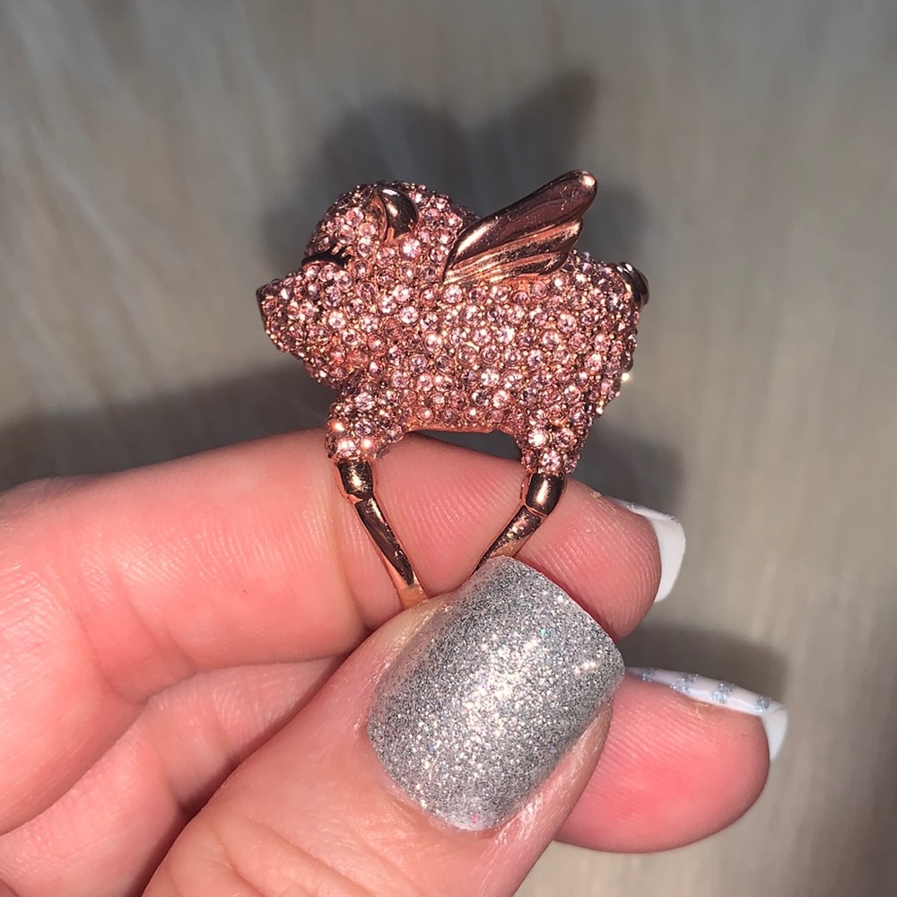 Kate Spade Piglet When Pigs Fly Rhinestone Ring